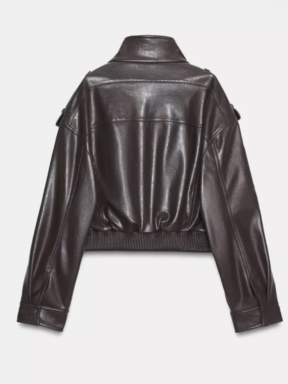 Zara Faux Leather Cargo Pocket Cropped Bomber Jacket size large - Picture 7 of 12